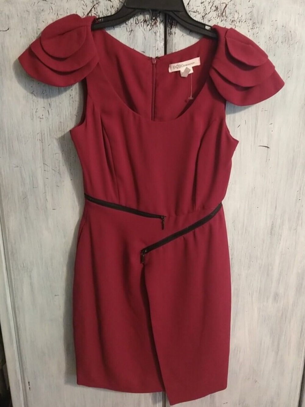 bcbgeneration  Ruffled Shoulder  Mini  dress Vintage Puff Sleeve Officey